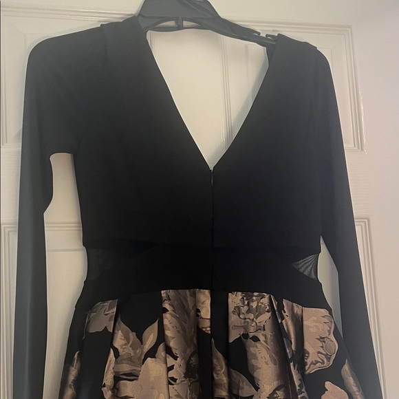 Xscape Black and Gold Long Sleeve Dress - Picture 6 of 12